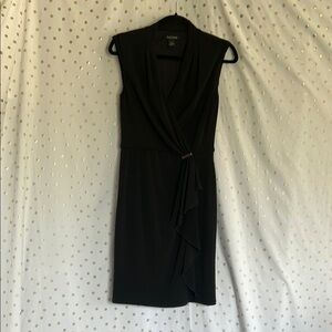 White House Black Market Black Draped Midi Dress